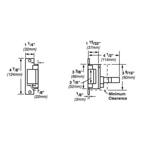 6211WF-DS-12VDC-US3 Von Duprin Electric Strike for Mortise or Cylindrical Devices in Bright Brass Finish