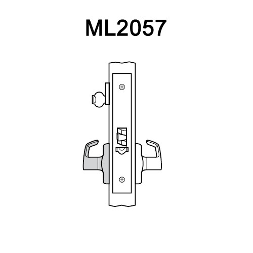 ML2057-NSM-619-CL7 Corbin Russwin ML2000 Series IC 7-Pin Less Core Mortise Storeroom Locksets with Newport Lever in Satin Nickel