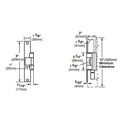 6214-DS-24VDC-US3 Von Duprin Electric Strike for Mortise or Cylindrical Locksets in Bright Brass Finish