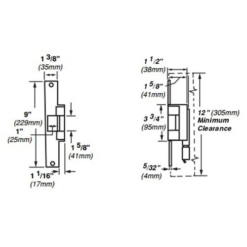 6215-DS-12VDC-US3 Von Duprin Electric Strike for Mortise or Cylindrical Locksets in Bright Brass Finish