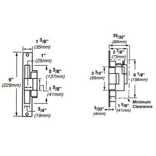 6216-DS-LC-12VDC-US10B Von Duprin Electric Strike for Mortise Locksets in Dark Bronze Finish