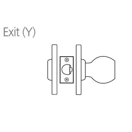 8K30Y6ASTK606 Best 8K Series Exit Heavy Duty Cylindrical Knob Locks with Tulip Style in Satin Brass