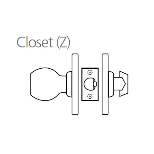 8K30Z6CS3626 Best 8K Series Closet Heavy Duty Cylindrical Knob Locks with Tulip Style in Satin Chrome