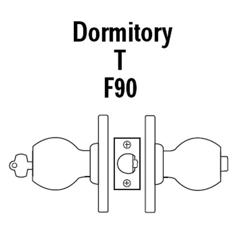 8K57T4ASTK606 Best 8K Series Dormitory Heavy Duty Cylindrical Knob Locks with Round Style in Satin Brass