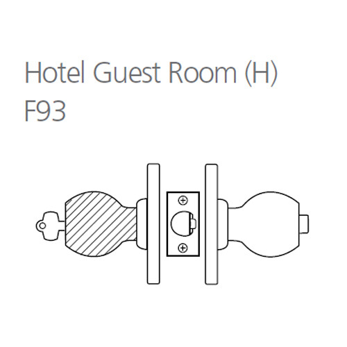 8K37H4AS3606 Best 8K Series Hotel Heavy Duty Cylindrical Knob Locks with Round Style in Satin Brass