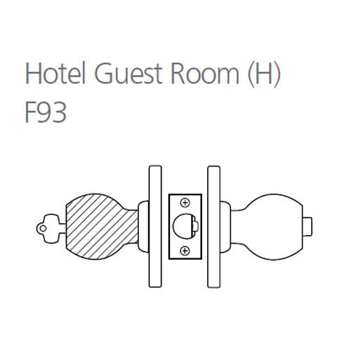 8K37H4CS3606 Best 8K Series Hotel Heavy Duty Cylindrical Knob Locks with Round Style in Satin Brass
