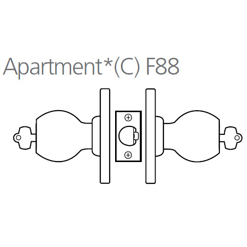 8K37C6ASTK605 Best 8K Series Apartment Heavy Duty Cylindrical Knob Locks with Tulip Style in Bright Brass