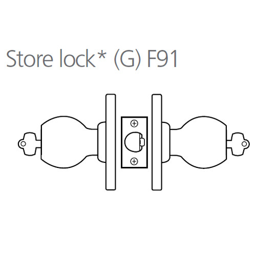 8K37G6ASTK605 Best 8K Series Storeroom Heavy Duty Cylindrical Knob Locks with Tulip Style in Bright Brass