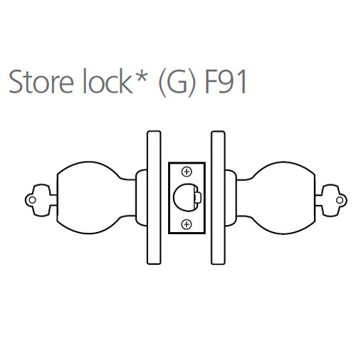 8K37G6CS3611 Best 8K Series Storeroom Heavy Duty Cylindrical Knob Locks with Tulip Style in Bright Bronze