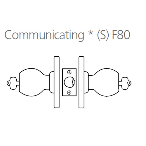 8K37S6ASTK606 Best 8K Series Communicating Heavy Duty Cylindrical Knob Locks with Tulip Style in Satin Brass