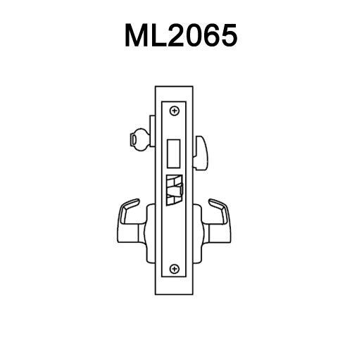 ML2065-RWR-618 Corbin Russwin ML2000 Series Mortise Dormitory Locksets with Regis Lever and Deadbolt in Bright Nickel