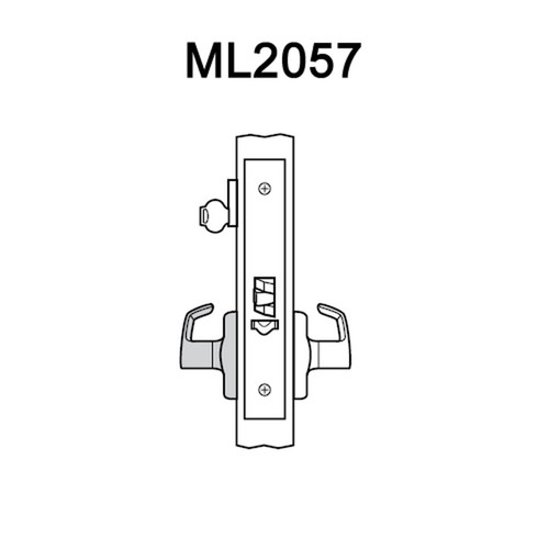 ML2057-LWP-612-CL6 Corbin Russwin ML2000 Series IC 6-Pin Less Core Mortise Storeroom Locksets with Lustra Lever in Satin Bronze