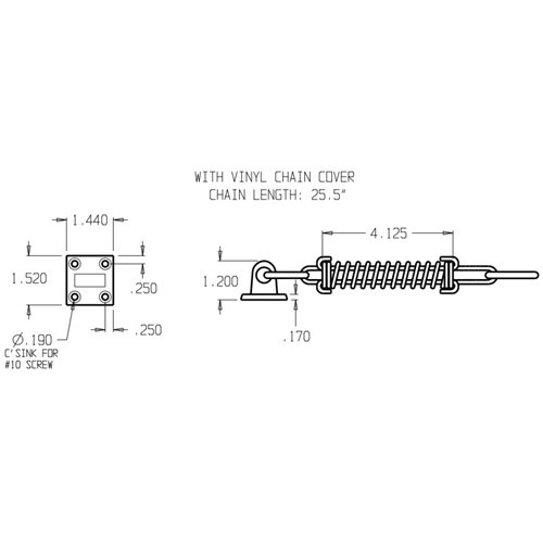 HDCC-2512-626 Don Jo Heavy Duty Crash Chain Dimensional View