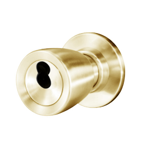 8K57DZ6CS3606 Best 8K Series Closet or Storeroom Heavy Duty Cylindrical Knob Locks with Tulip Style in Satin Brass