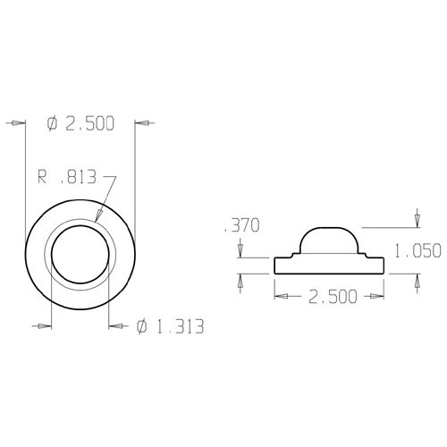 1412-606 Don Jo Cast Wall Bumper Dimensional View