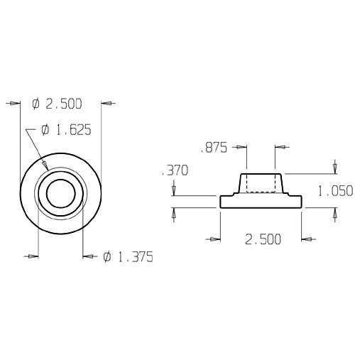 1413-605 Don Jo Cast Wall Bumper Dimensional View