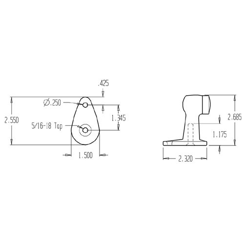 1452-626 Don Jo Door Stop Dimensional View