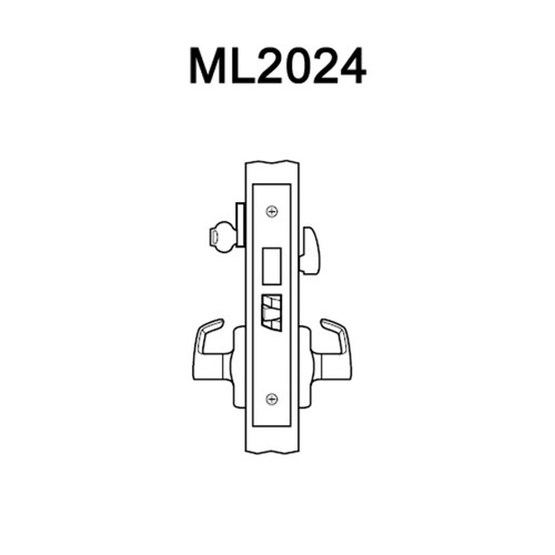 ML2024-RWM-605-LC Corbin Russwin ML2000 Series Mortise Entrance Locksets with Regis Lever in Bright Brass