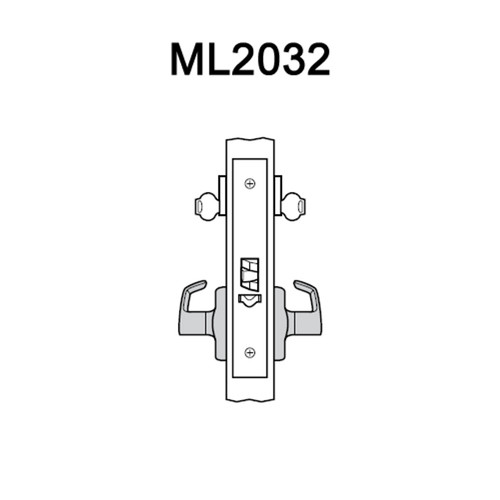 ML2032-RWM-605-CL6 Corbin Russwin ML2000 Series IC 6-Pin Less Core Mortise Institution Locksets with Regis Lever in Bright Brass