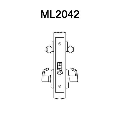 ML2042-RWM-605-LC Corbin Russwin ML2000 Series Mortise Entrance Locksets with Regis Lever in Bright Brass