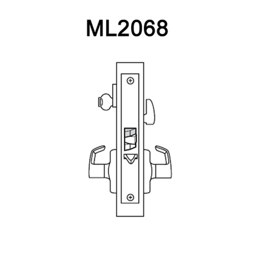 ML2068-RWM-629 Corbin Russwin ML2000 Series Mortise Privacy or Apartment Locksets with Regis Lever in Bright Stainless Steel