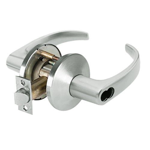9K37DZ14LSTK618LM Best 9K Series Closet or Storeroom Cylindrical Lever Locks with Curved with Return Lever Design Accept 7 Pin Best Core in Bright Nickel