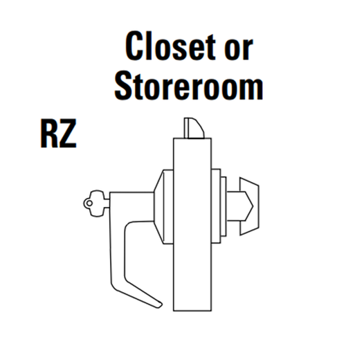9K37RZ14CS3611LM Best 9K Series Closet or Storeroom Cylindrical Lever Locks with Curved with Return Lever Design Accept 7 Pin Best Core in Bright Bronze