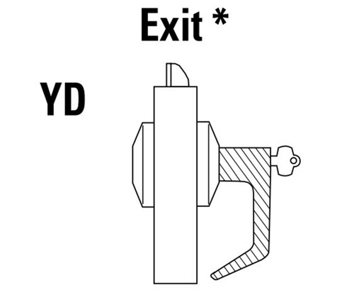 9K37YD16KSTK611LM Best 9K Series Exit Function Cylindrical Lever Locks with Curved without Return Lever Design Accept 7 Pin Best Core in Bright Bronze