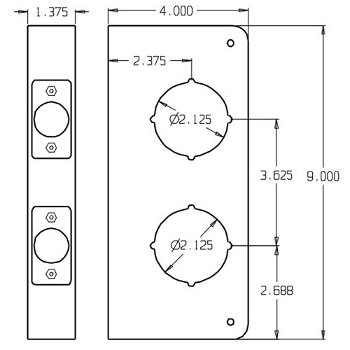 151-BZ-CW Don Jo Classic Wrap Around Plate Dimensional View