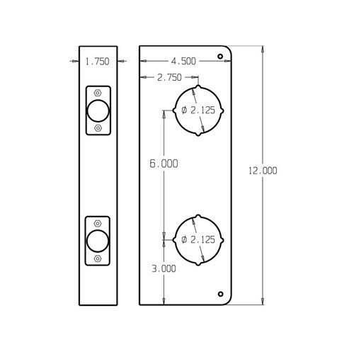 946-10B-CW Don Jo Classic Wrap Around Plate Dimensional View