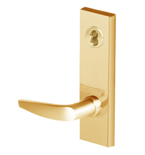 45HW7DEU16M605RQE Best 40HW series Single Key Latch Fail Secure Electromechanical Mortise Lever Lock with Curved w/ No Return Style in Bright Brass