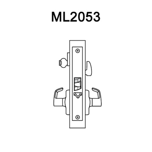 ML2053-DSB-618-CL7-RH Corbin Russwin ML2000 Series IC 7-Pin Less Core Mortise Entrance Locksets with Dirke Lever in Bright Nickel