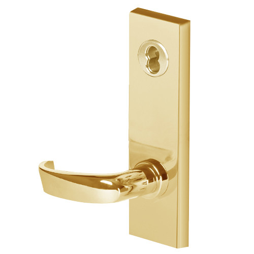 45HW7TWEU14M605RQE12V Best 40HW series Double Key Deadbolt Fail Secure Electromechanical Mortise Lever Lock with Curved w/ Return Style in Bright Brass