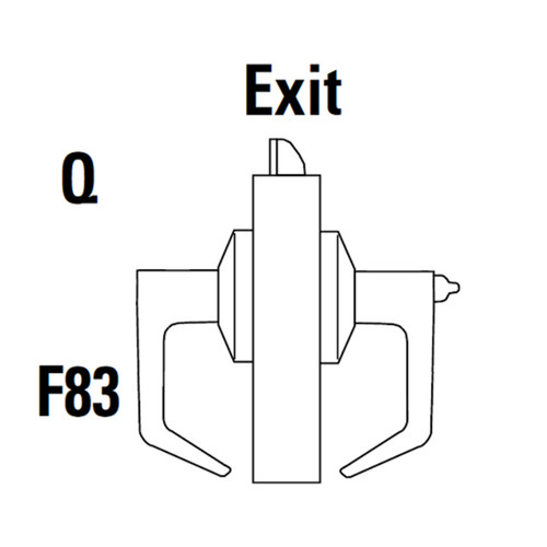9K30Q16CS3622LM Best 9K Series Exit Heavy Duty Cylindrical Lever Locks with Curved Without Return Lever Design in Black