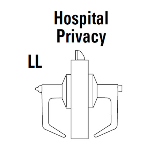 9K40LL15DSTK625LM Best 9K Series Hospital Privacy Heavy Duty Cylindrical Lever Locks with Contour Angle with Return Lever Design in Bright Chrome