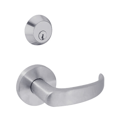 MSS-L-Q-12-626 TownSteel Single Cylinder Dormitory / Exit Heavy Duty Low Sectional Mortise Lock with Quest Lever in Satin Chrome