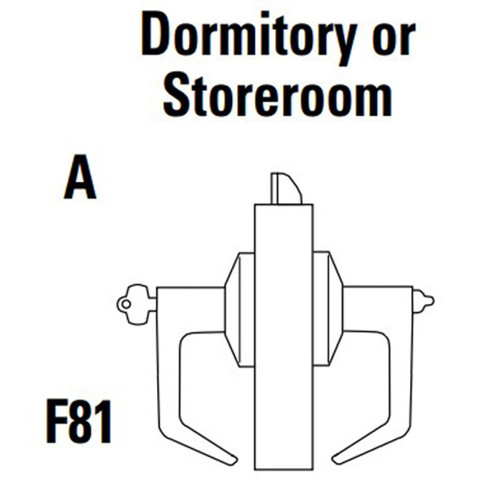 9K47A16KSTK618 Best 9K Series Dormitory or Storeroom Cylindrical Lever Locks with Curved without Return Lever Design Accept 7 Pin Best Core in Bright Nickel