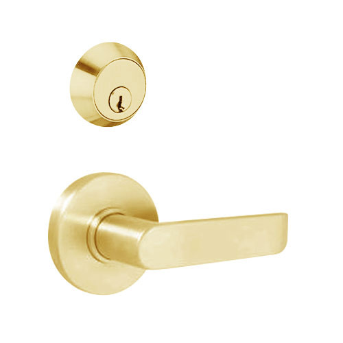 MSS-L-C-35-606 TownSteel Double Cylinder Storeroom with Deadbolt Heavy Duty Low Sectional Mortise Lock with Congress Lever in Satin Brass