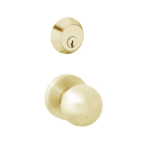 MSS-L-R-12-606-IC TownSteel Single Cylinder Dormitory / Exit Heavy Duty Low Sectional Mortise Lock with Regal Knob Prep for SFIC in Satin Brass