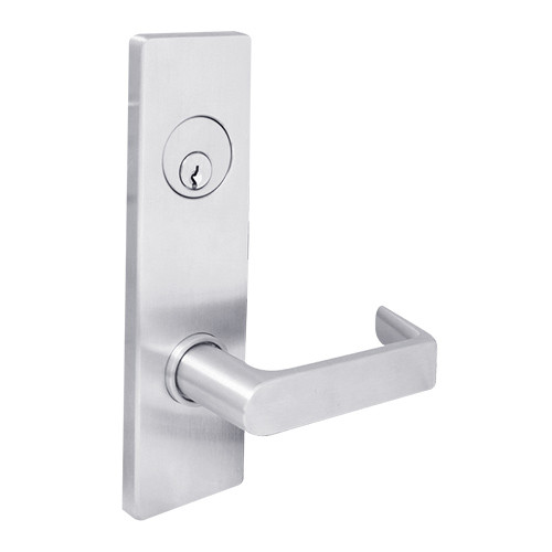 MSE-L-S-12-625-IC TownSteel Single Cylinder Dormitory / Exit Heavy Duty Low Escutcheon Mortise Lock with Sentinel Lever Prep for SFIC in Bright Chrome