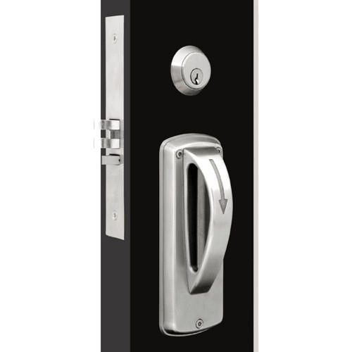 MRX-A-15-630-LHR TownSteel Ligature Resistant Hotel - Motel with thumb turn Mortise Lock Single Cylinder with Arch Trim - Left Hand Reverse in Satin Stainless Steel