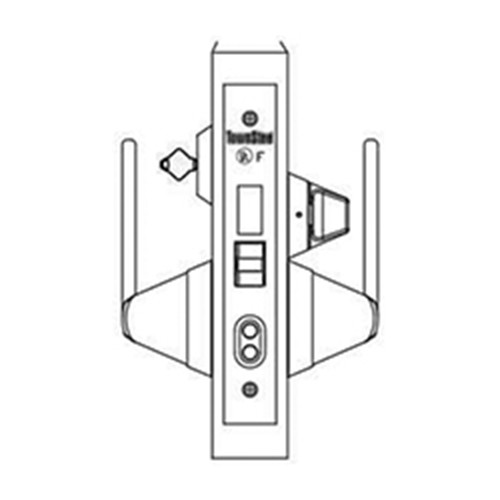 MRX-A-08-630-RH-CLFIC TownSteel Ligature Resistant Front Door - Corridor lock with thumb turn Mortise Lock Single Cylinder with Arch Trim - Right Hand in Satin Stainless Steel
