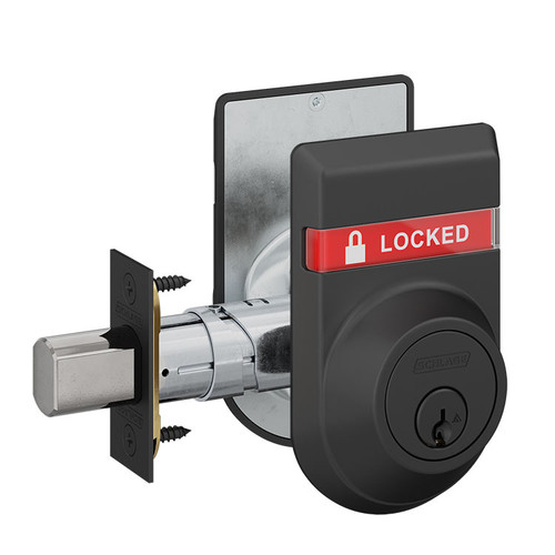 B660P-622-OS-LOC-IS-LOC Schlage Grade 1 Single Cylinder Deadbolt with Dual Indicator in Flat Black Coated