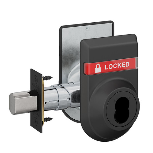 B660B-622-OS-LOC-IS-LOC Schlage Grade 3 Single Cylinder Deadbolt with SFIC Prep, Less Core Dual Indicator in Flat Black Coated