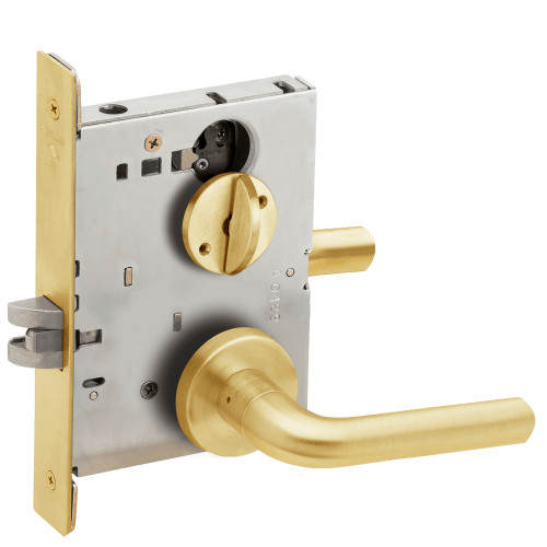 LV9040-02A-605 Schlage L Series Vandlgard - Privacy Commercial Mortise Lock with 02 Cast Lever - A Rose Design Design in Bright Brass