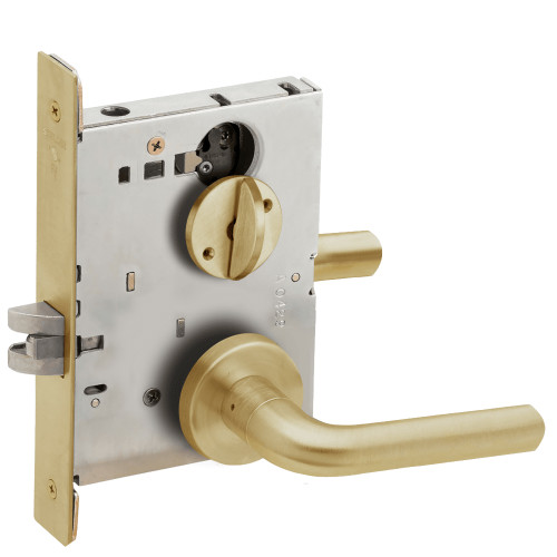 LV9040-02A-606 Schlage L Series Vandlgard - Privacy Commercial Mortise Lock with 02 Cast Lever - A Rose Design Design in Satin Brass