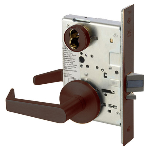 AUR8833FL-613E-SFICLC Yale 8800FL Series Single Cylinder Mortise Exit Locks with Augusta Lever Lock Prepped for SFIC in Dark Satin Bronze