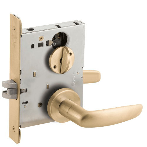 LV9040-07A-606 Schlage L Series Vandlgard - Privacy Commercial Mortise Lock with 07 Cast Lever - A Rose Design in Satin Brass