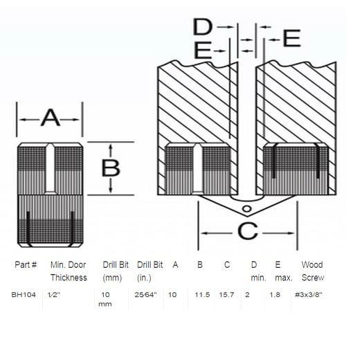 BH104 Soss barrel hinge