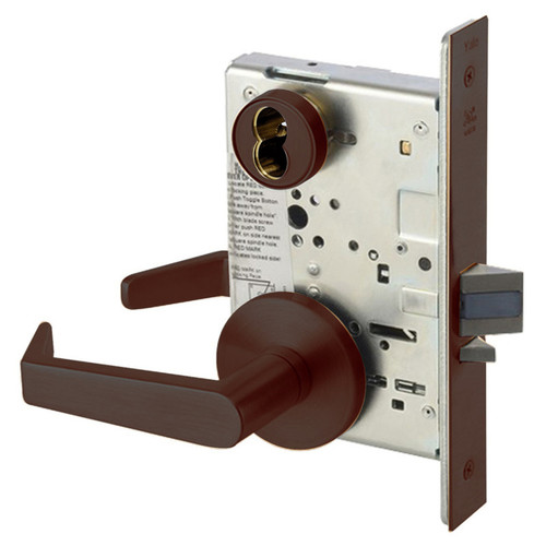 AUR8860-2FL-613E-ICLC Yale 8800FL Series Double Cylinder with Deadbolt Mortise Entrance or Storeroom Lock with Indicator with Augusta Lever Lock Prepped for LFIC in Dark Satin Bronze